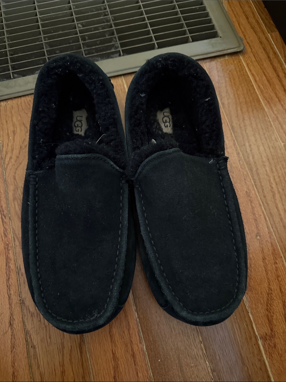UGG Men's Black Suede Shearling-Lined Moccasins